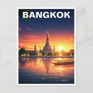 Postal Bangkok Tailandia Wat Arun Sunset