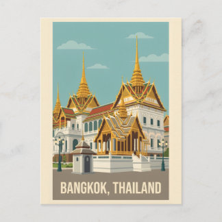 Postal Bangkok Thailand Vintage Travel Poster