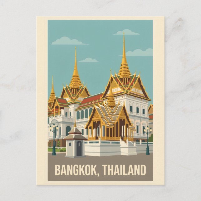 Postal Bangkok Thailand Vintage Travel Poster (Anverso)