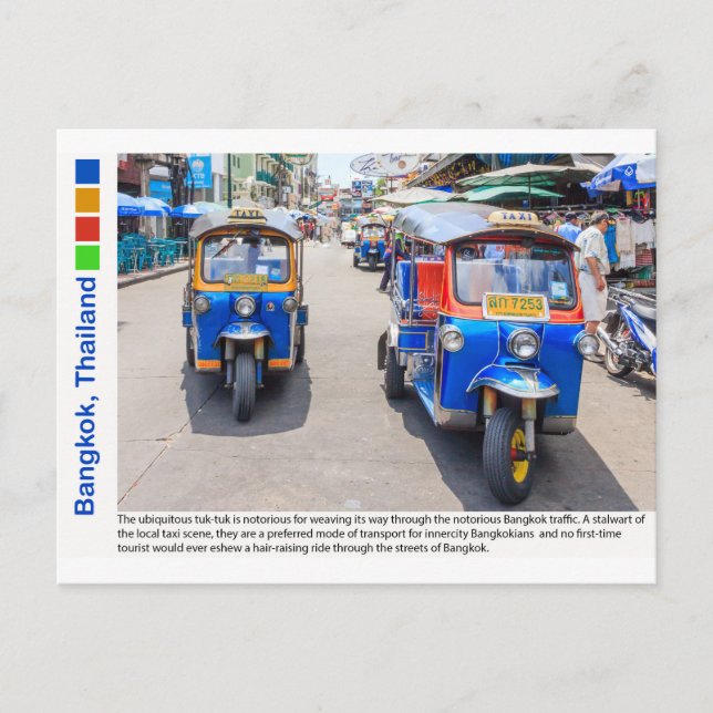 Postal Bangkok, Tuk-tuks de Tailandia (Anverso)
