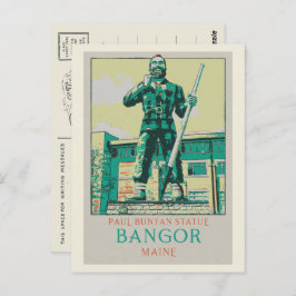 Postal Bangor Maine USA, estatua de Paul Bunyan