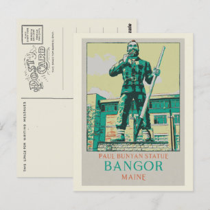 Postal Bangor Maine USA, estatua de Paul Bunyan