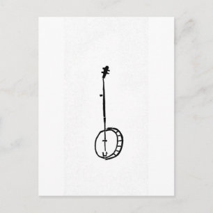 Postal Banjo negro sobre blanco