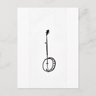 Postal Banjo negro sobre blanco