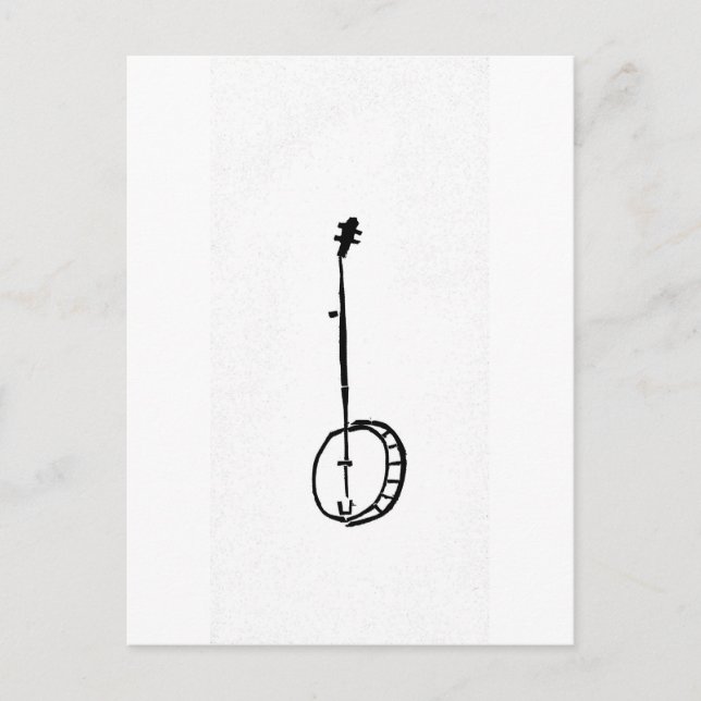 Postal Banjo negro sobre blanco (Anverso)