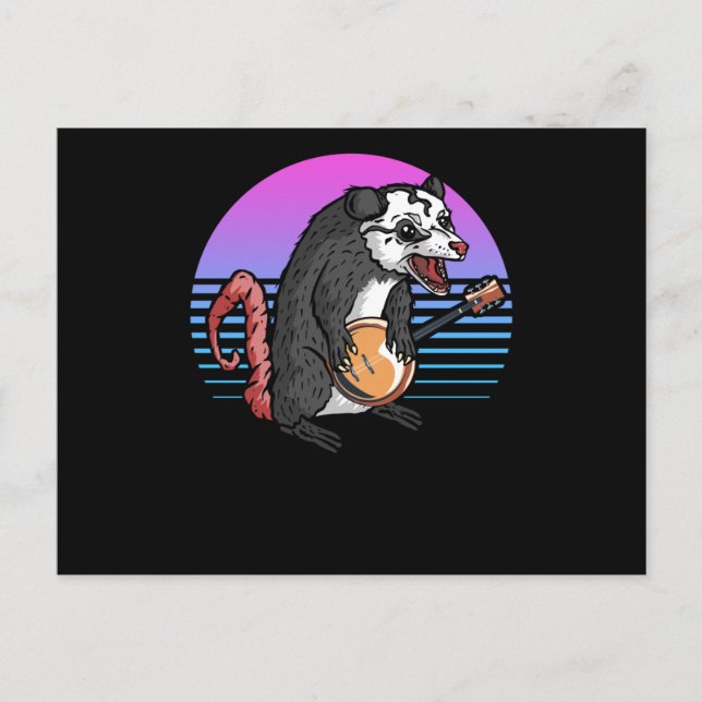 Postal Banjo Opossum Folk Country Music Lover (Anverso)