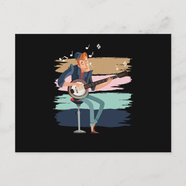 Postal Banjo Player Mandolin Instrument Country Music Gif (Anverso)