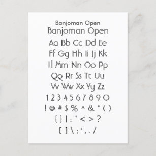 Postal Banjoman Open - Hoja de ejemplo de fuentes Zazzle