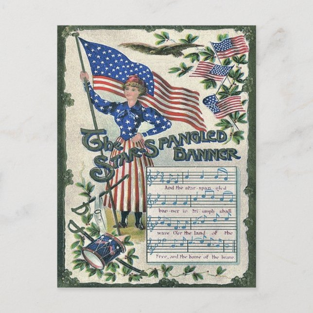 Postal Banner de bandera estadounidense de Lady Liberty (Anverso)