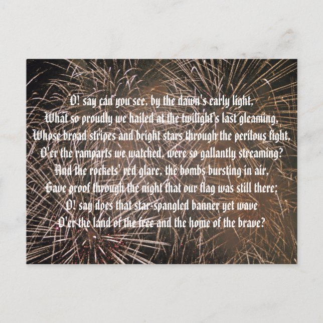 Postal Banner y fuegos artificiales en español (Anverso)