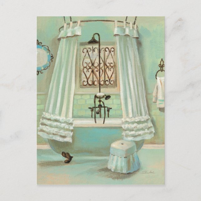 Postal Baño antiguo de moda (Anverso)