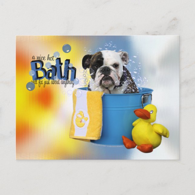 Postal Baño caliente - Bulldog inglés - Delilah (Anverso)