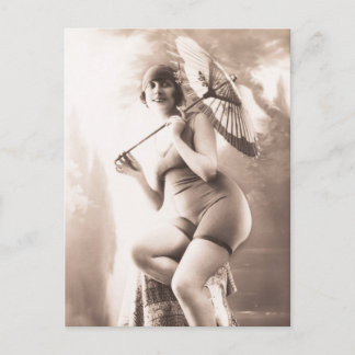 Postal Baño de belleza!! Risque, chica de Flapper Curvy d