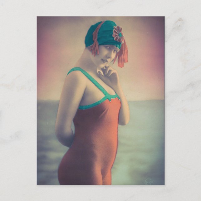 Postal Baño de belleza!! Risque, chica de Flapper de 1920 (Anverso)