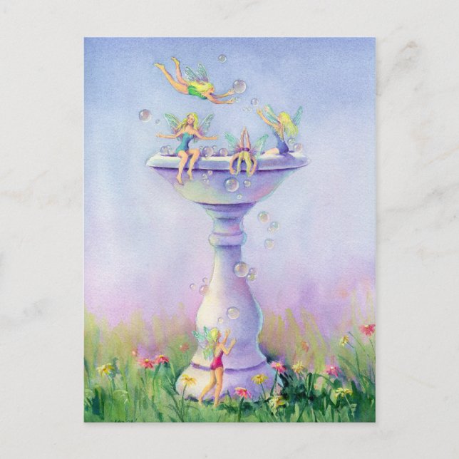 Postal BAÑO DE BURBUJA DE FAERIES, por SHARON SHARPE (Anverso)