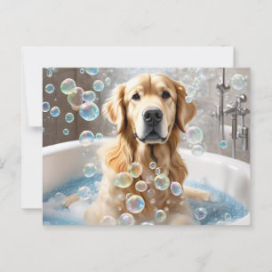 Postal Baño de burbujas de Golden Retriever