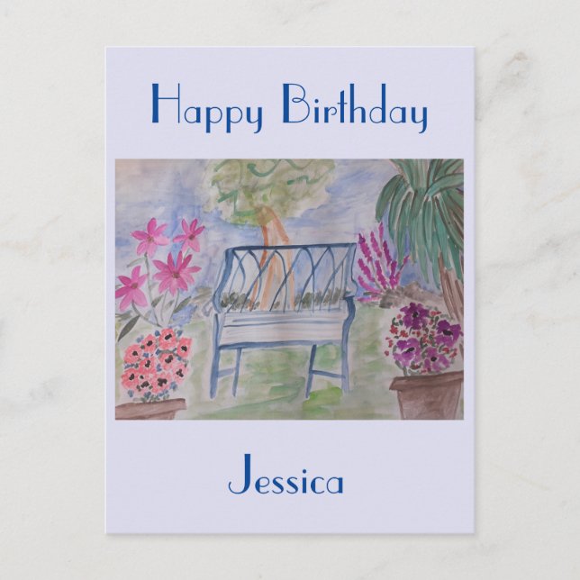 Postal Baño de jardín de verano (Anverso)