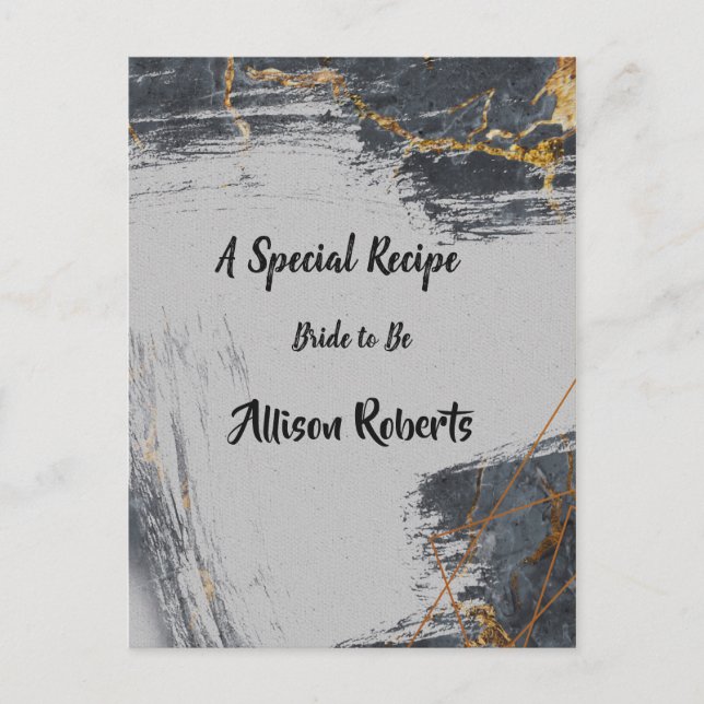 Postal Baño de Novia Geométrico con Brillo de Mármol (Anverso)