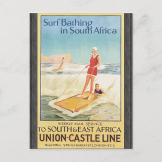 Postal Baño De Surf En Sudáfrica, Vintage