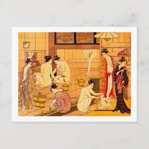 Postal Baño femenino, Bella Artes japonés Torii Kiyonaga