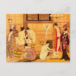 Postal Baño femenino, Bella Artes japonés Torii Kiyonaga