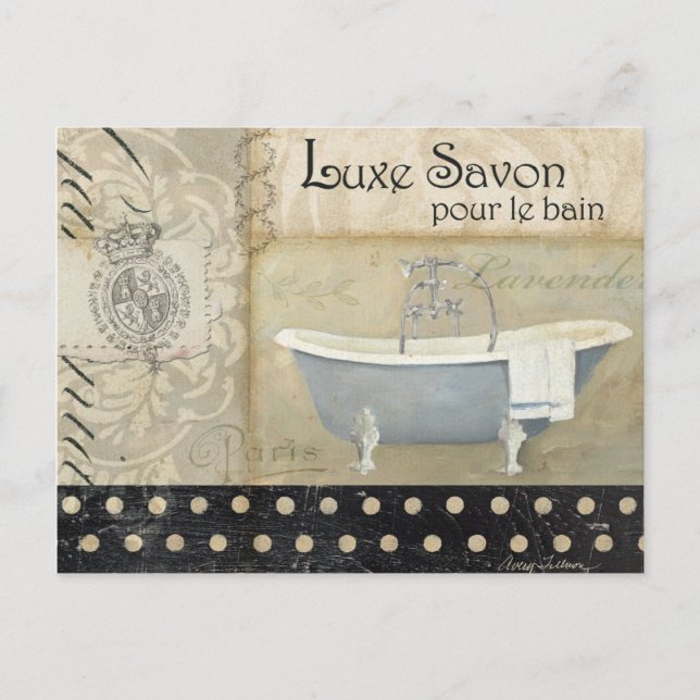 Postal Baño francés vintage (Anverso)