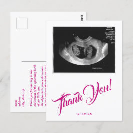 Postal Baño para bebé Ecografía Niña Rosa Gracias.
