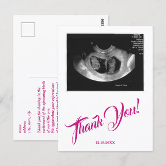 Postal Baño para bebé Ecografía Niña Rosa Gracias.