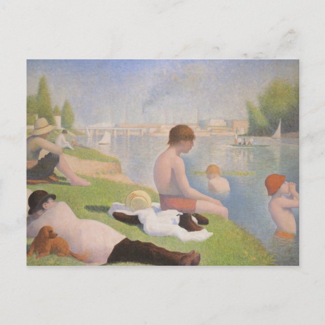 Postal Baños en Asnieres por Georges Seurat (Anverso)