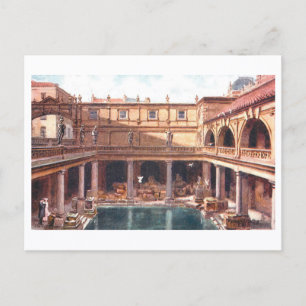 Postal Baños romanos antiguos, Bath, Inglaterra