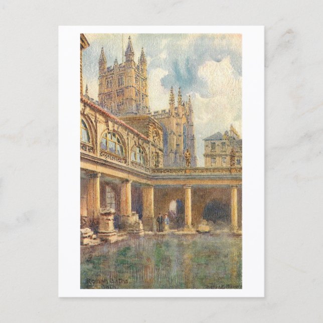Postal Baños Romanos Antiguos, Bath, Inglaterra (Anverso)