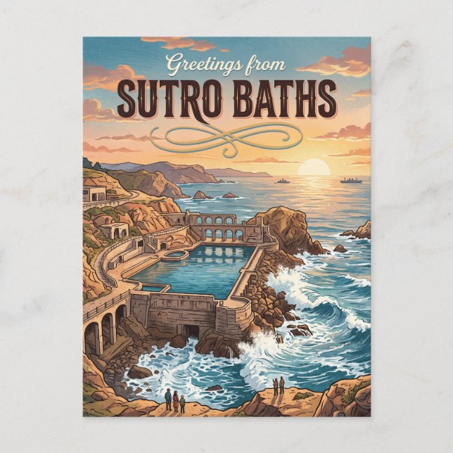 Postal Baños Sutro California (Anverso)