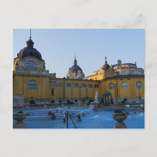 Postal Baños termales de Szechenyi, Budapest (Anverso)