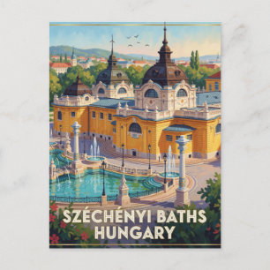 Postal Baños Termales Szechenyi Escena de viaje húngaro