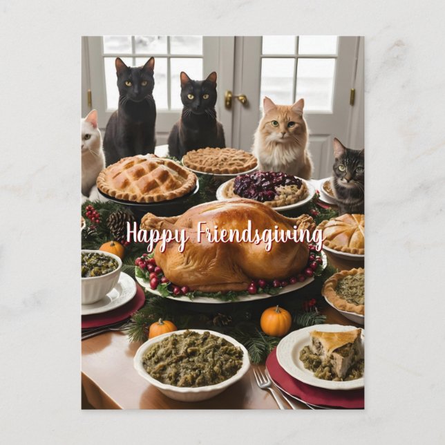 Postal Banquete de Acción de Gracias entre Amigos (Anverso)