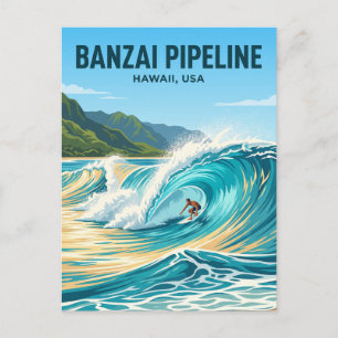 Postal Banzai Pipeline, costa norte de Oahu Hawái