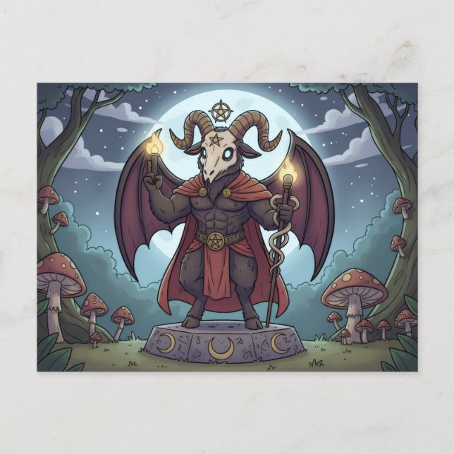 Postal Baphomet de dibujos animados (Anverso)