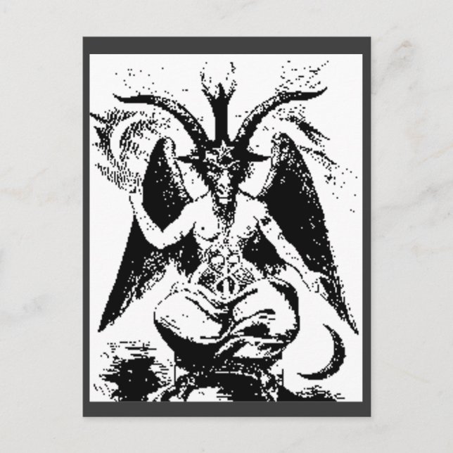 Postal Baphomet negro vintage (Anverso)
