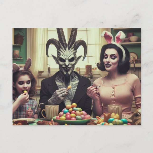Postal Baphomet Oscuro Horror de Pascua (Anverso)
