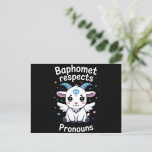 Postal Baphomet transgénero respeta pronombres Orgullo Tr