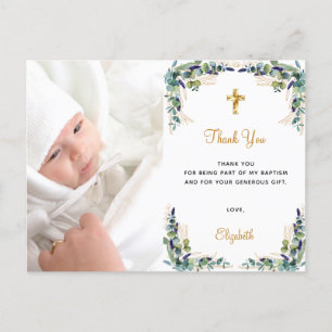 Postal Baptism eucalipto foto personalizado gracias