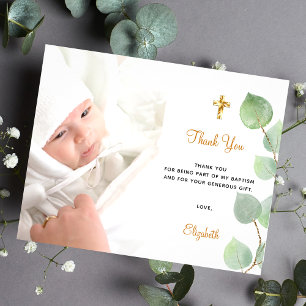 Postal Baptism eucalipto foto personalizado gracias