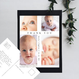 Postal Baptism Photo Collage Cross Modern Thank You