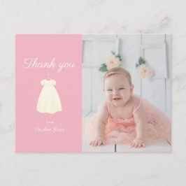 Postal Baptismo simple con vestido Foto Gracias Postcard