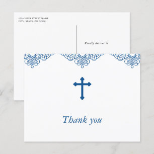 Postal Baptismo y cristiandad de los niños azules gracias