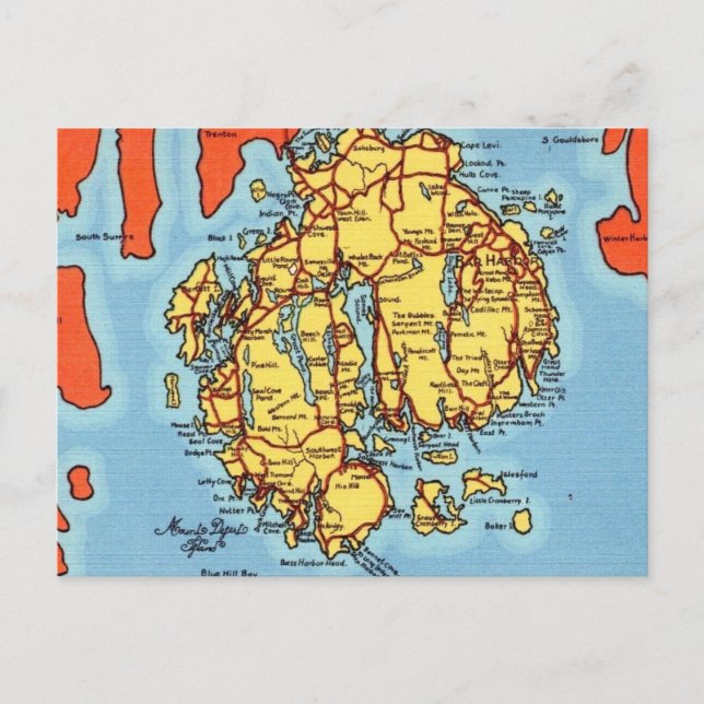 Postal Bar Harbor - Isla del Monte Desert  (Anverso)