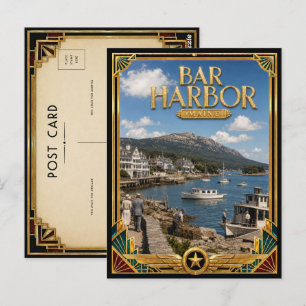 Postal Bar Harbor Maine Arte Deco Vintage Edad Dorada