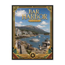 Bar Harbor Maine Arte Deco Vintage Edad Dorada