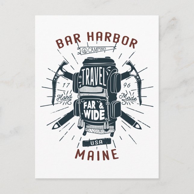 Postal Bar Harbour Maine Mochila Gear Retro Travel (Anverso)