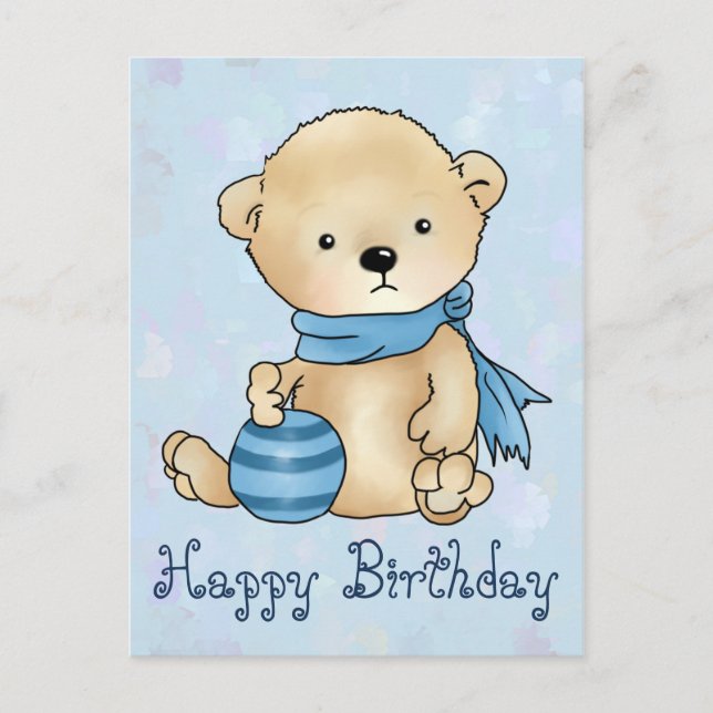 Postal Bär mit Ball, blau (Anverso)